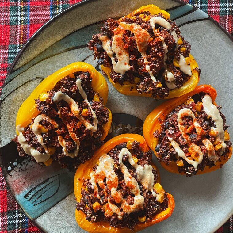 Stuffed Bell Peppers With Quinoa and Black Beans
