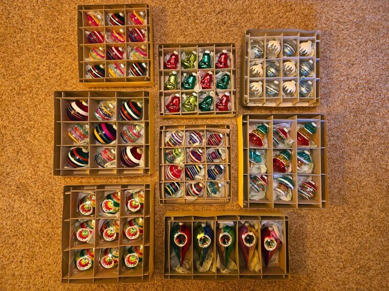 Shiny Brite Glass Ornaments from the 1950s