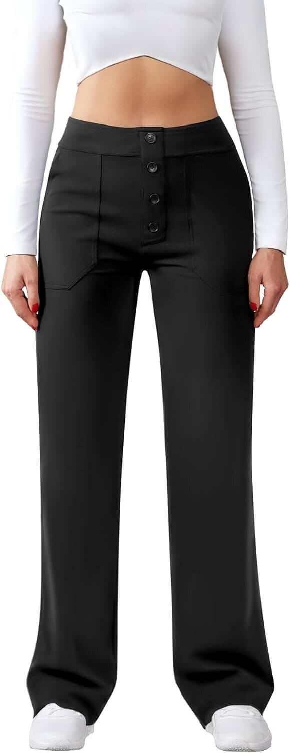Women's High Waist Trousers - Perfect for Work or Play 