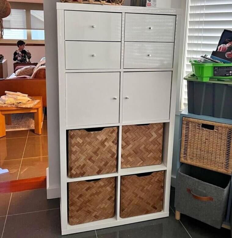 Remove Drawers and Replace With Baskets for Nicer-Looking Storage Space