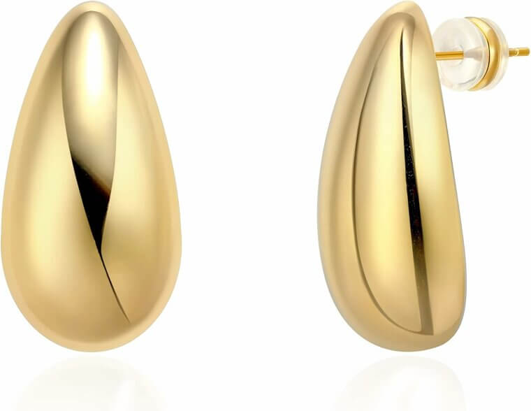 Stylish Gold Chunky Earrings for Women, Lightweight Design 