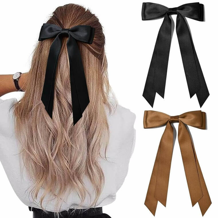 Elegant Satin Hair Bows for Women & Girls - Perfect for Any Outfit! 