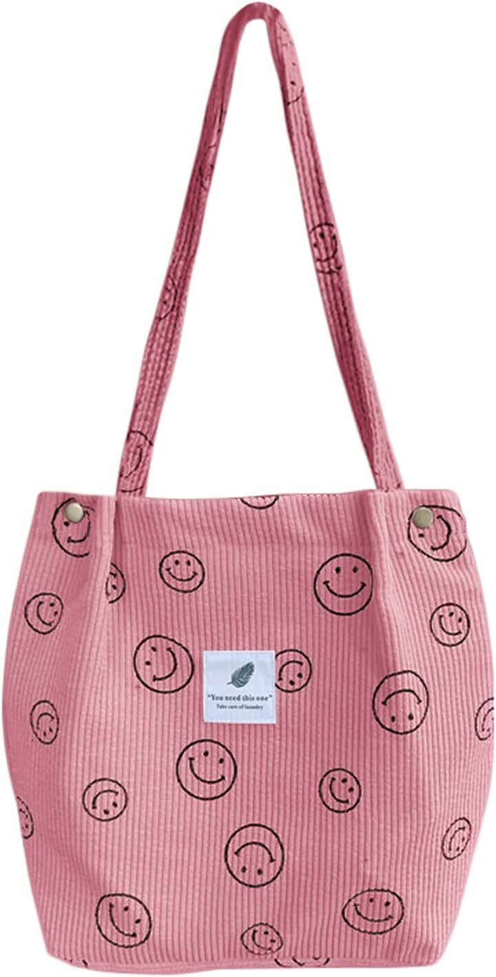 Trendy Corduroy Tote for Girls - Perfect School Shoulder Bag 