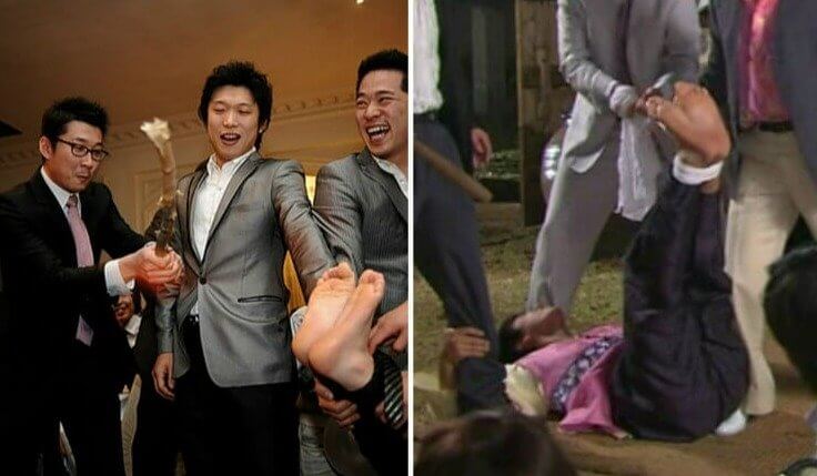South Korea's Falaka Tradition Involves Tying up and Beating the Groom's Feet