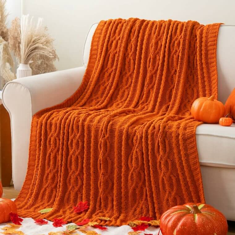 Cozy Up With Burnt Orange Throw - Perfect Fall Decor! - Now 23% Off! 