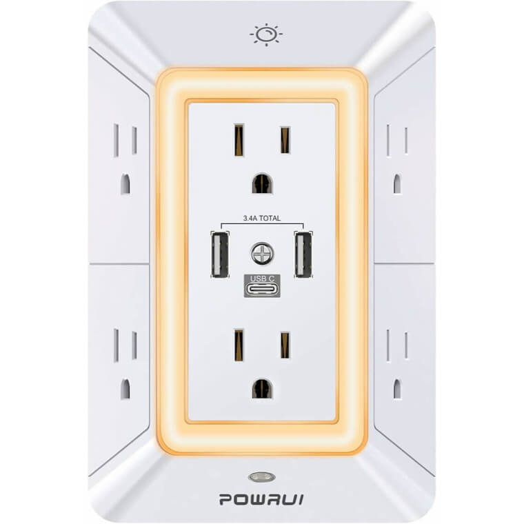 Multi Plug Surge Protector with USB Ports & Night Light - Perfect for Any Room - Now 18% Off!