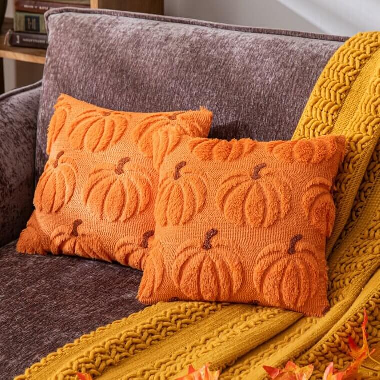 Cozy Pumpkin Pillow Covers for Kids' Rooms - Perfect Fall Accent 