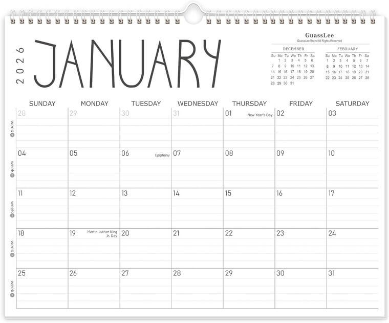GuassLee Wall Calendar - Beautiful 2026 Planner for Home & Office - Now 6% Off!