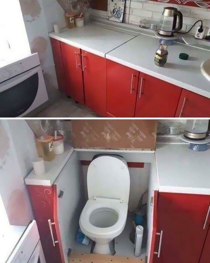 A Hidden Toilet In The Middle Of The Kitchen