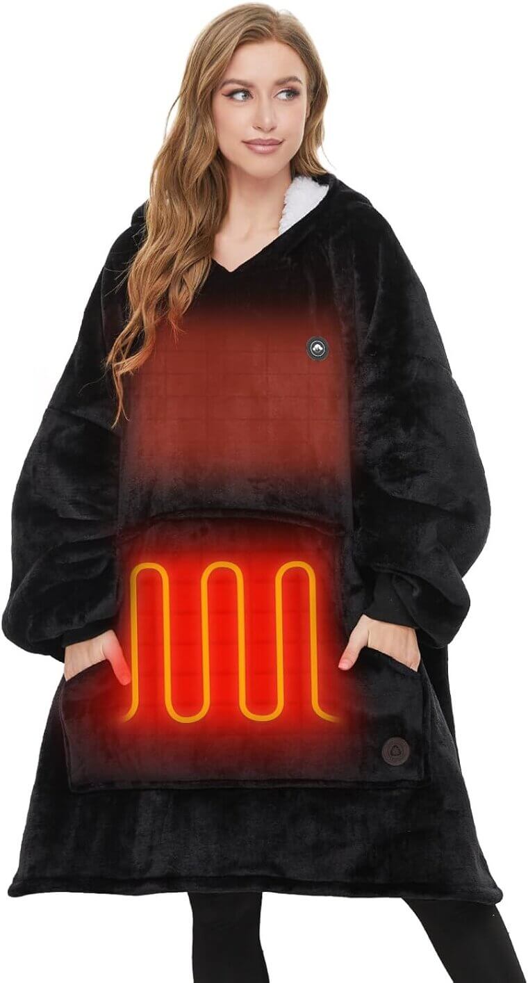 THREE POODLE Heated Hoodie - Cozy Comfort for Women - 37% Off!