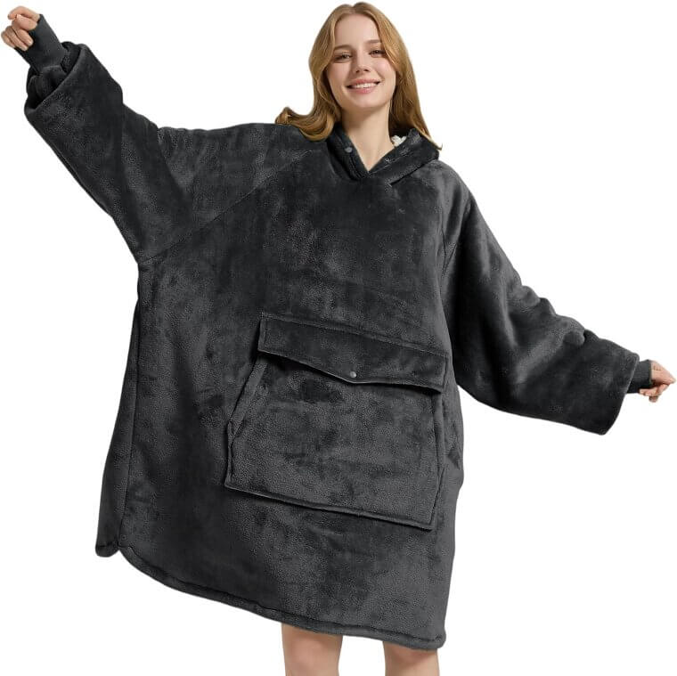 Krifey Wearable Blanket - Cozy Oversized Sherpa Hoodie with Pocket - 40% Off!