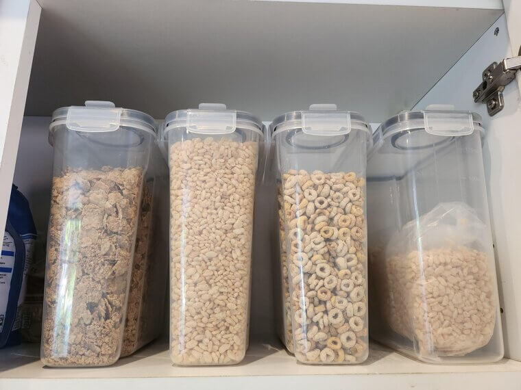 The "No-Reach" Trash Cereal Container