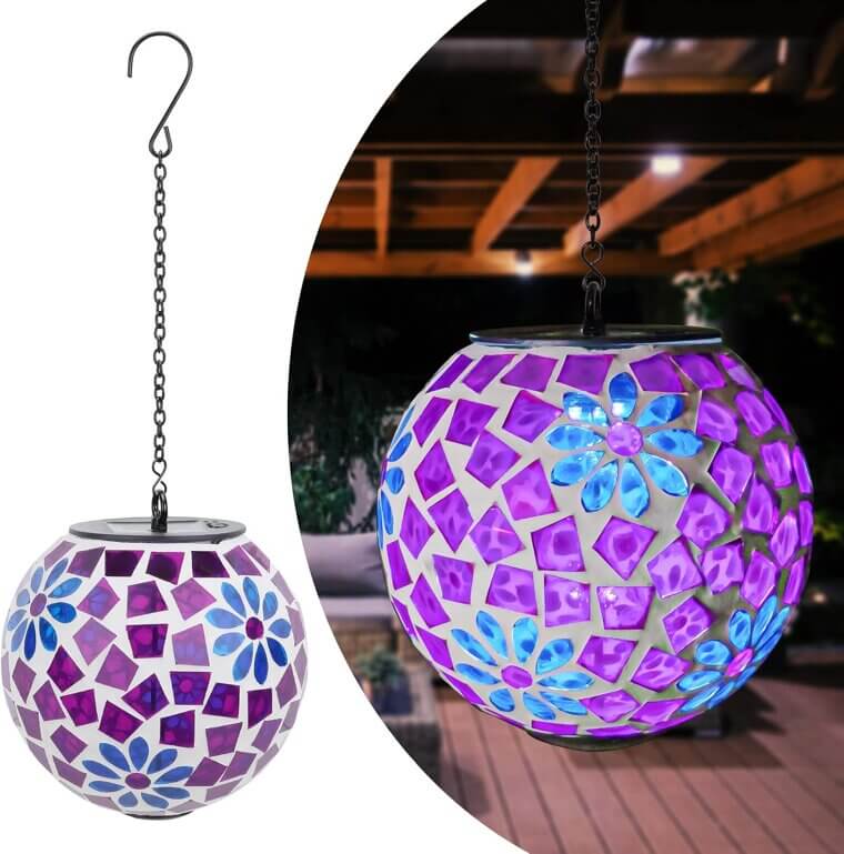 Solar Mosaic Lantern - Outdoor Elegance with Colorful Glow 