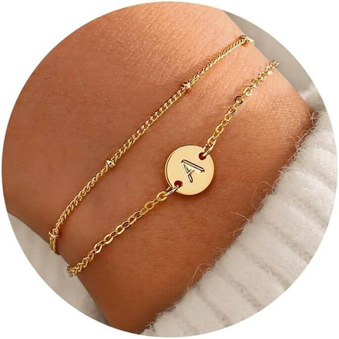 MONOZO Gold Bracelets - Dainty, Personalized Initials for Women! - Enjoy 12% Off!