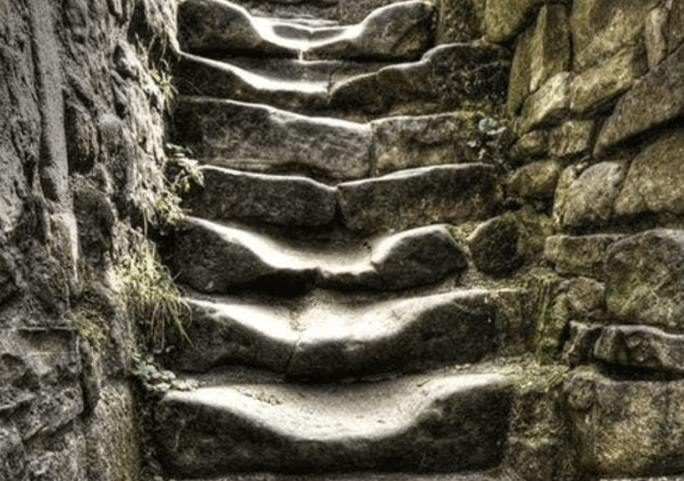Stairs Worn Down By Time
