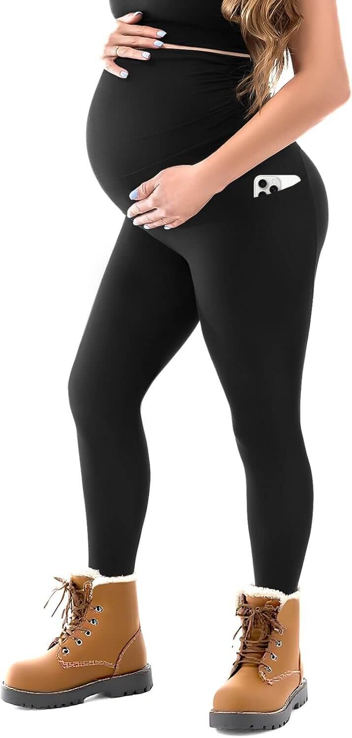 Maternity Fleece Leggings - Cozy Winter Must-Have with Pockets! - Don’t Miss the 20% Discount!