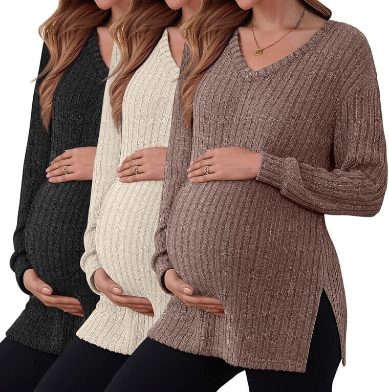 Ribbed Maternity Shirts - Cozy & Stylish for Pregnancy - Now 12% Off!