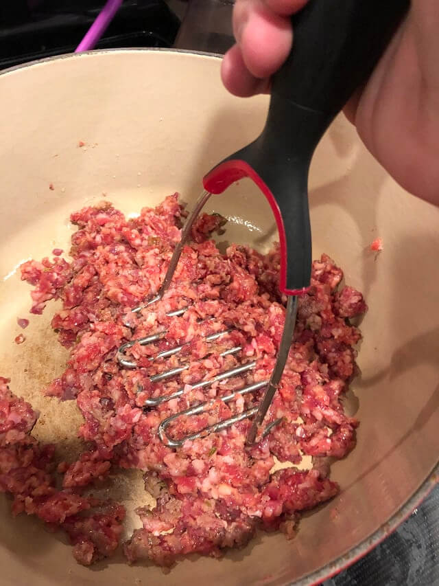 Potato Masher: Mixing Ground Meat for Patties