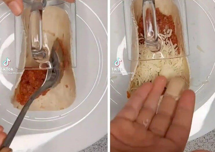Tacos in der Mikrowelle in einer Tasse für die perfekte Form