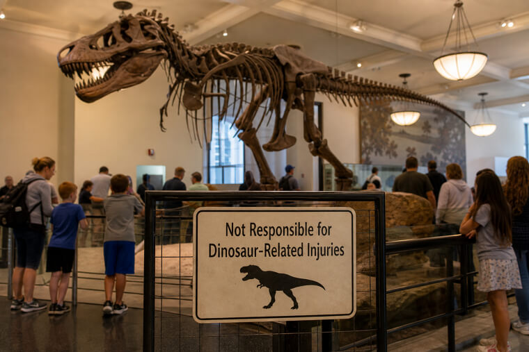 The "Not Responsible for Dinosaur-Related Injuries" Museum Sign