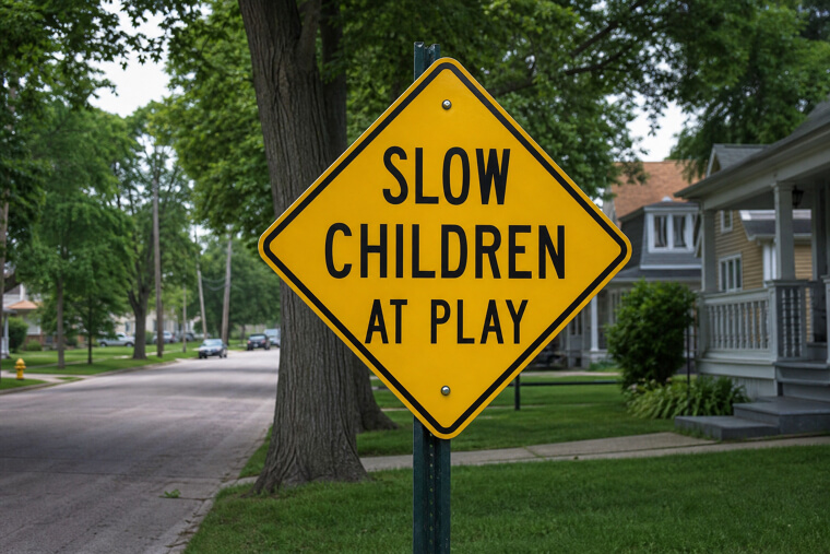 The "Slow Children at Play" Sign That Insults Every Kid on the Block