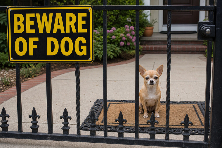 "Beware of Dog" With a Chihuahua Photo