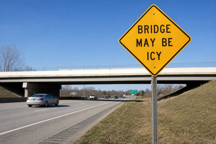 "Warning: Bridge May Be Icy Even When Temperature Is Above Freezing"