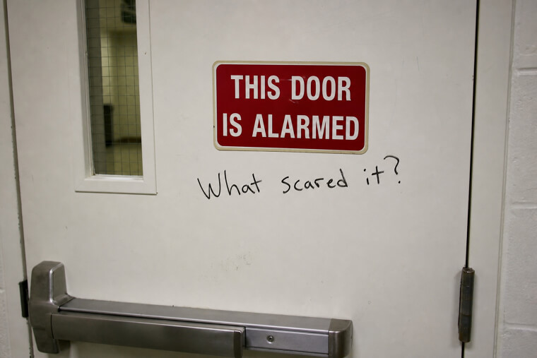 "This Door Is Alarmed" — "What Scared It?"