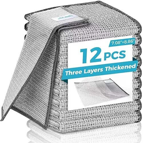 Durable Metal Dish Cloths Set that Won't Scratch or Smell. 