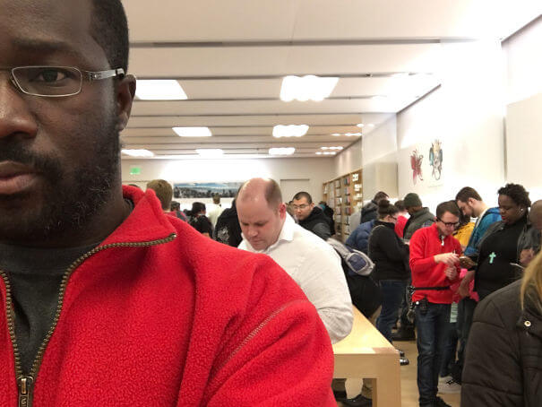 When You Wear A Red Fleece And Get Mistaken For One Of The Apple Employees