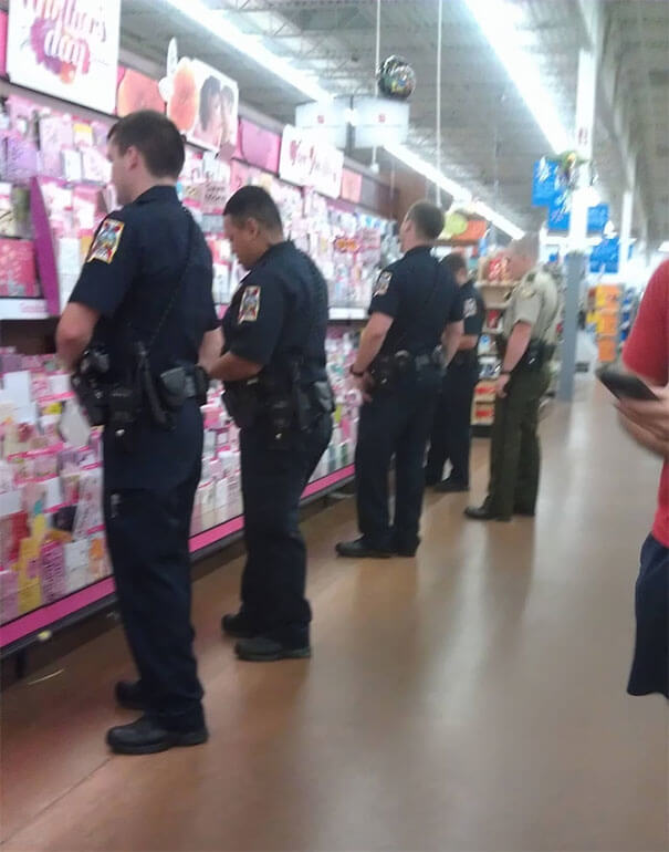 All The Patrol Officers Grabbing Cards For Their Wives
