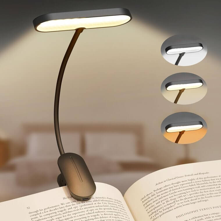 Book Light - Rechargeable, 3 Modes, Long Battery, Perfect for Night Reading - 15% Off!