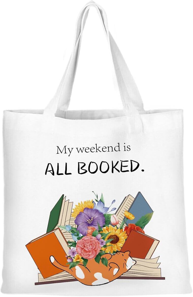 Canvas Tote Bag - Perfect for Cat and Flower Lovers - Enjoy 22% Off!