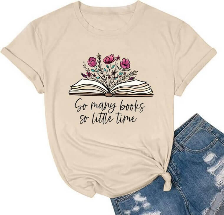 Book Lovers Tee - Cute Floral Reading Shirt for Women 