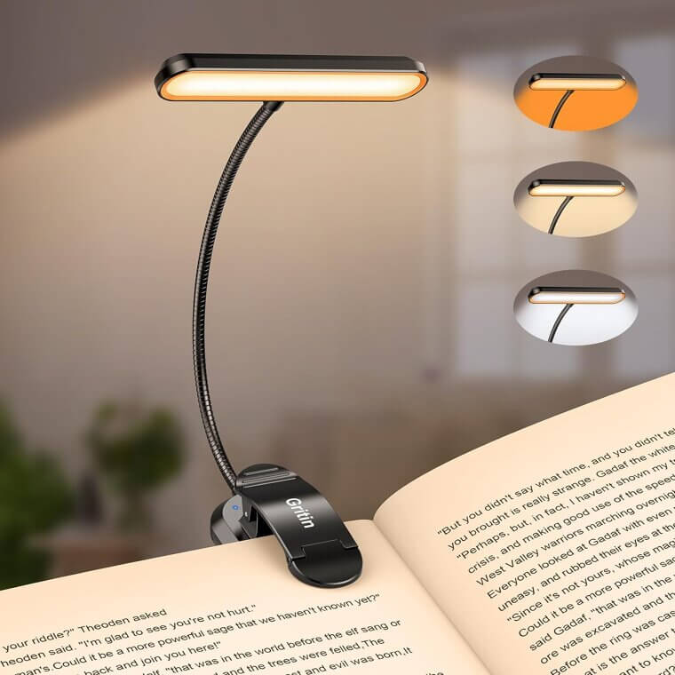 Gritin Book Light - Rechargeable, Eye-Friendly, Flexible - - 20% Off!