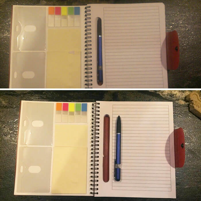 A Notebook with a Hole in the Paper to Hold a Pen