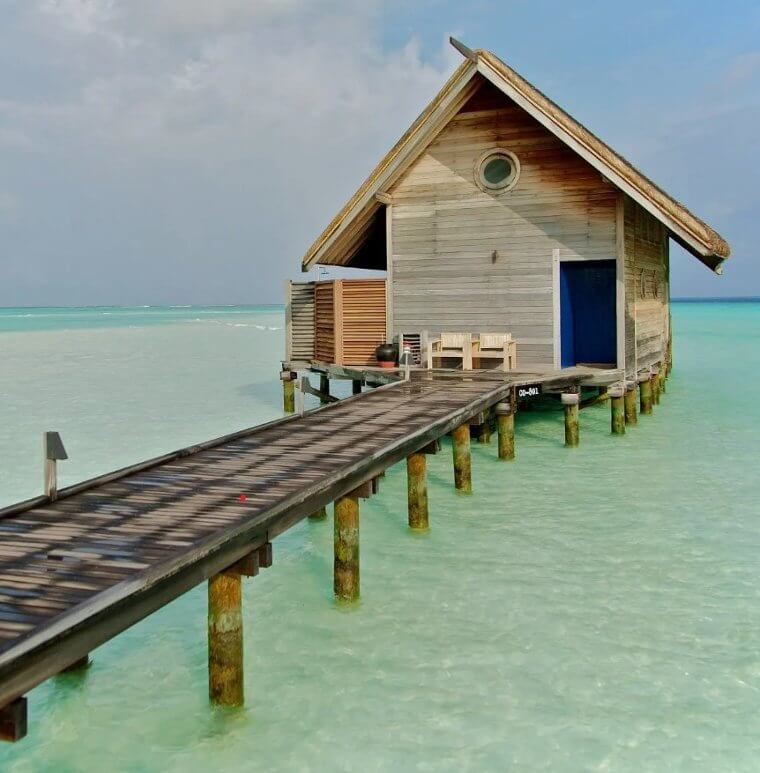 Homes in the Maldives Islands in the Indian Ocean