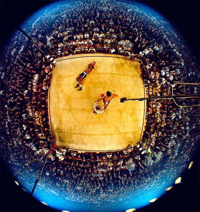 A Fish Eye View Of The Boxing Match Between Ali And Liston