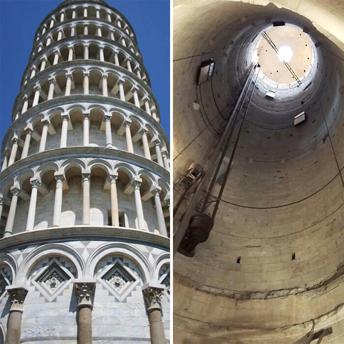 Inside And Looking Up In The Leaning Tower Of Pisa