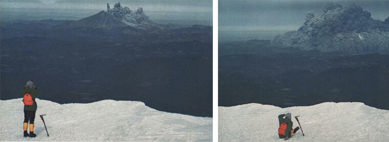 A Hiker Gazes At The Eruption Of Mount St. Helens