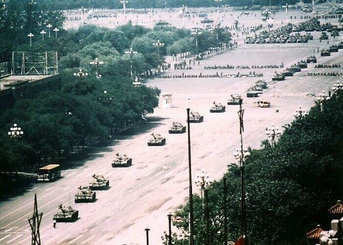 A Platoon Of Tanks On Their Way To Tiananmen Square