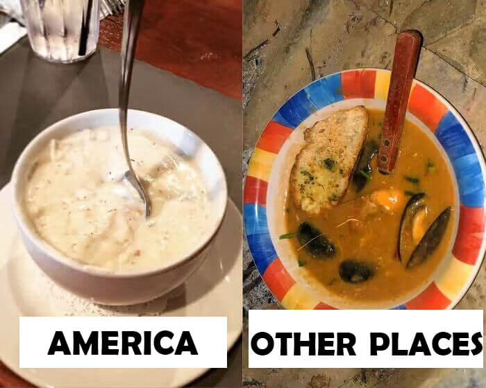 La sopa de almejas no siempre tiene el mismo aspecto