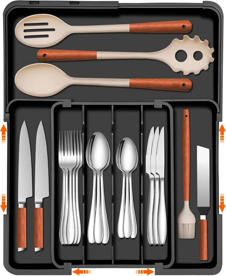 Spaclear Silverware Organizer - Adjustable and Expandable Kitchen Solution - Enjoy 10% Off!