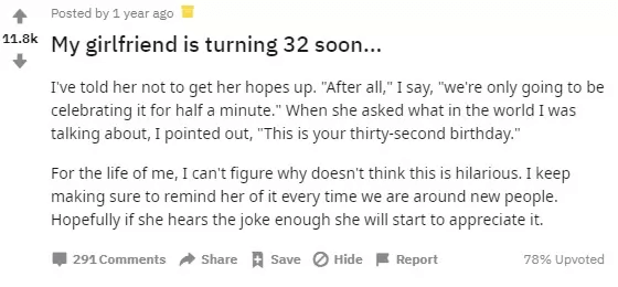 When His Girlfriend Turned 32