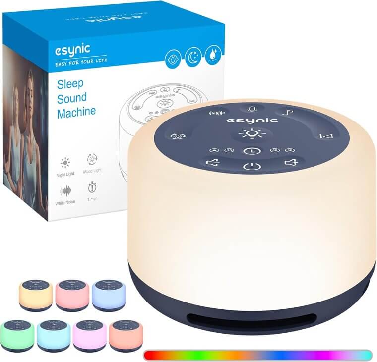 eSynic White Noise Maschine: Beruhigende Klänge & Farben - Genießen Sie 15% Rabatt! 