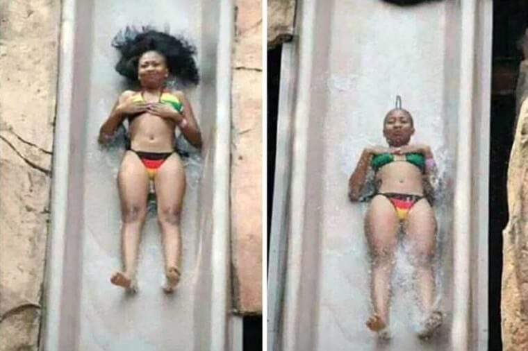 The Slide Literally Snatched Her Wig