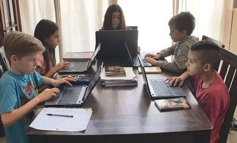 Fourteen Students Busy at Home