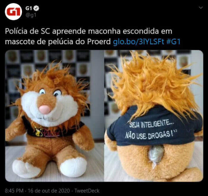 La Police A Découvert Ironiquement Du Cannabis Dans Une Mascotte Anti-drogue