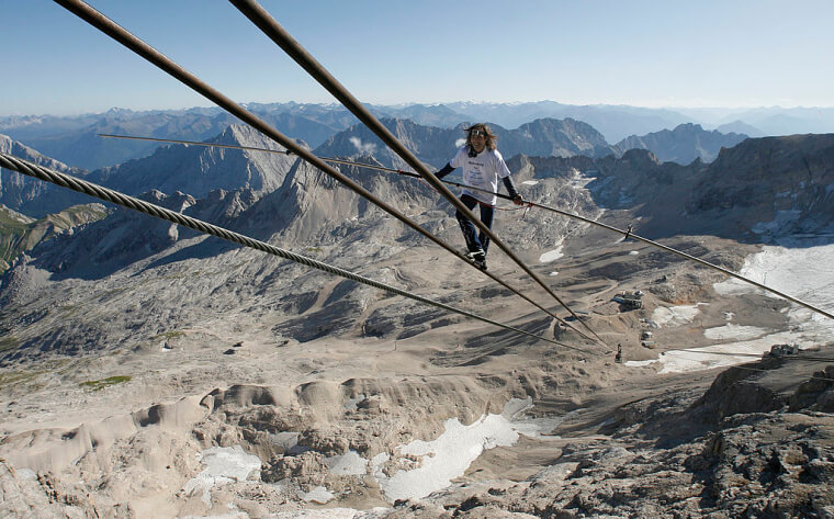 A Swiss Daredevil Balanced On The Rope Of A Cable Car For Charity