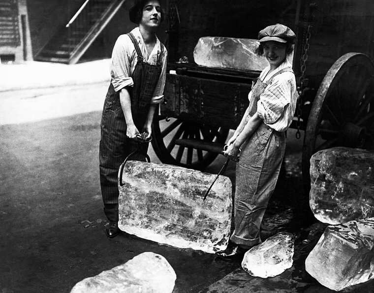 Women Working Traditionally Male Jobs Like Carrying Ice